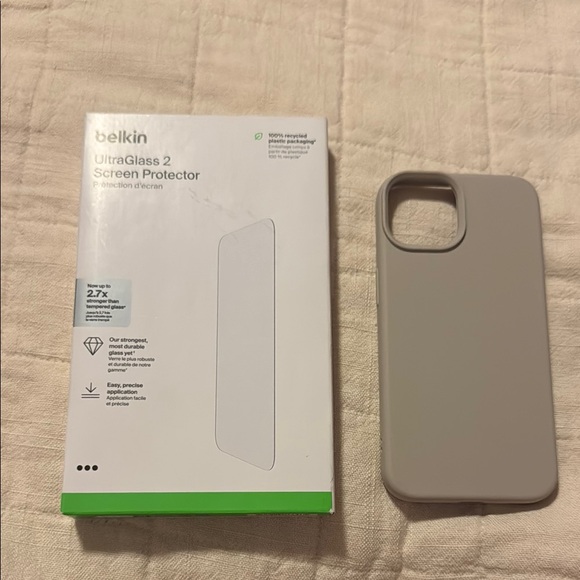 Belkin UltraGlass 2 Screen Protector with Gray Phone Case - Picture 1 of 1